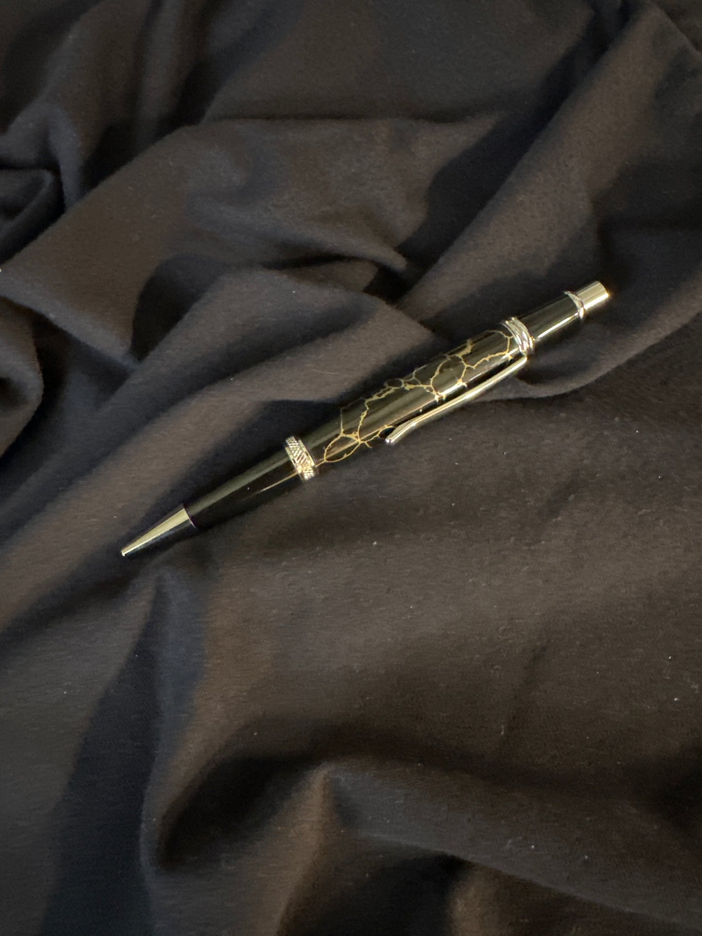 Wall Street II Schmidt Click Pen, TruStone black and gold matrix, chrome