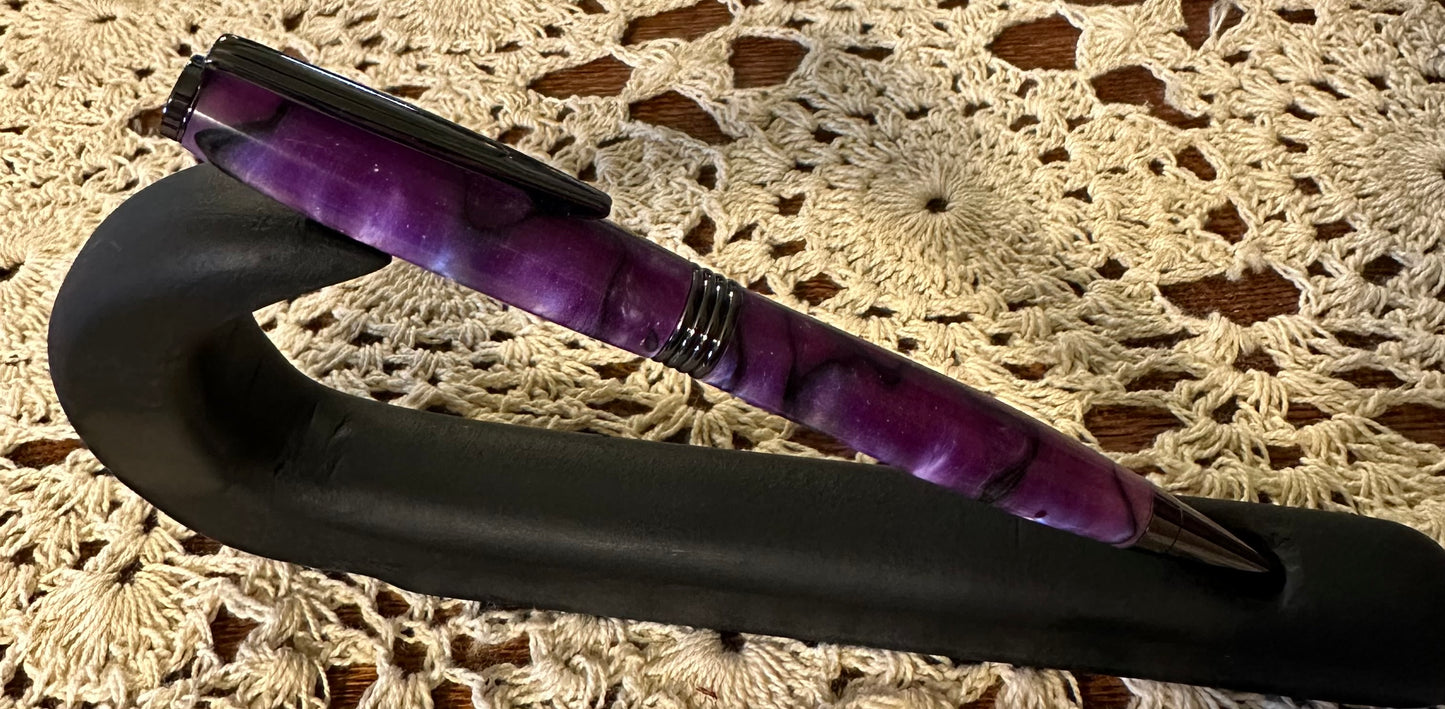 Trimline Twist Pen, black and purple, gun metal